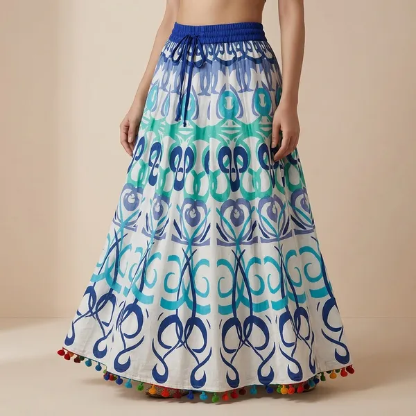 Blue_Fine_Cotton_Shitting_Premium_Skirt_For_Women