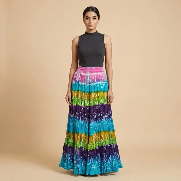 Turquoise_Blue_Fine_Cotton_Voile_Khadi_Premium_Skirt_For_Women