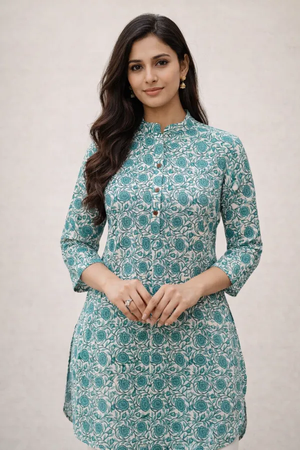 Aqua_Printed_Pure_Cotton_Premium_Short_Top_For_Women