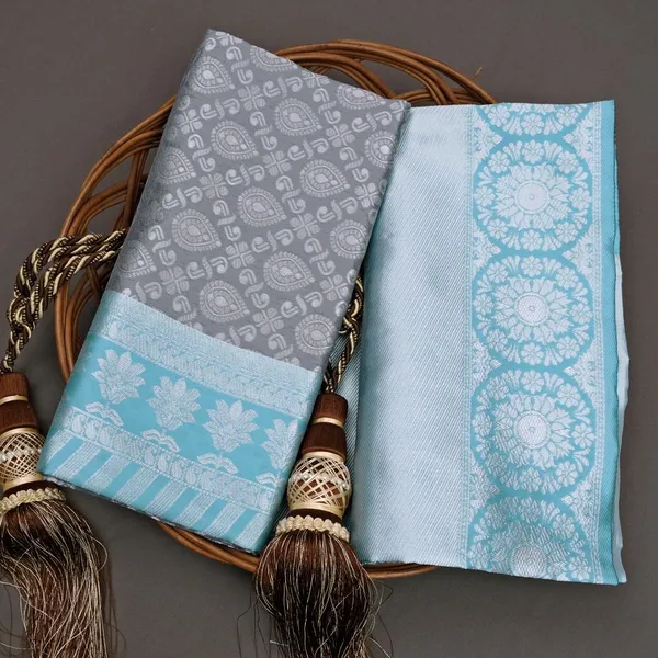 Designer_Grey_And_Blue_Dual_Tone_Saree_With_Heavy_Embellished_Blouse