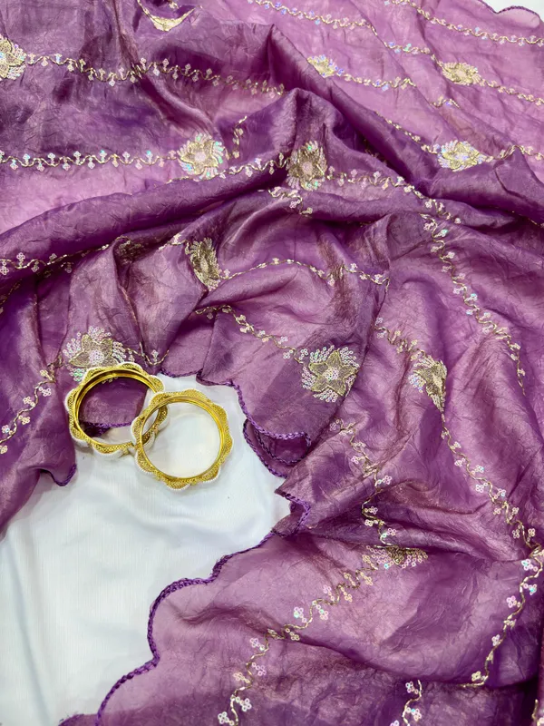 Purple_Georgette_Saree_With_Gota_Patti_Embroidery_And_Blouse_Piece
