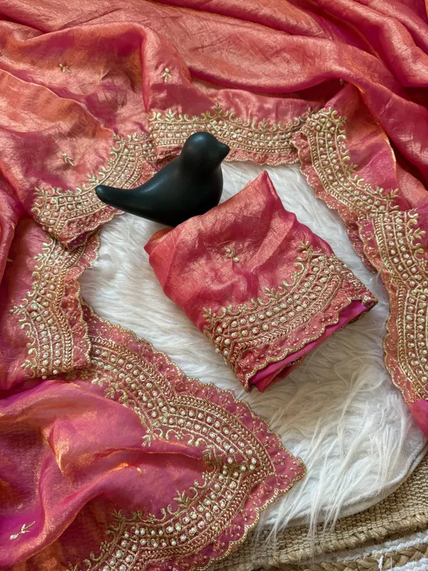 Designer_Pink_Organza_Embroidered_Saree_With_Unstitched_Blouse_Piece