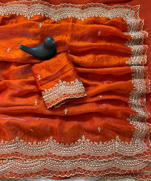 Orange_Festive_Wear_Embroidered_Saree_With_Gold_Zari_Border