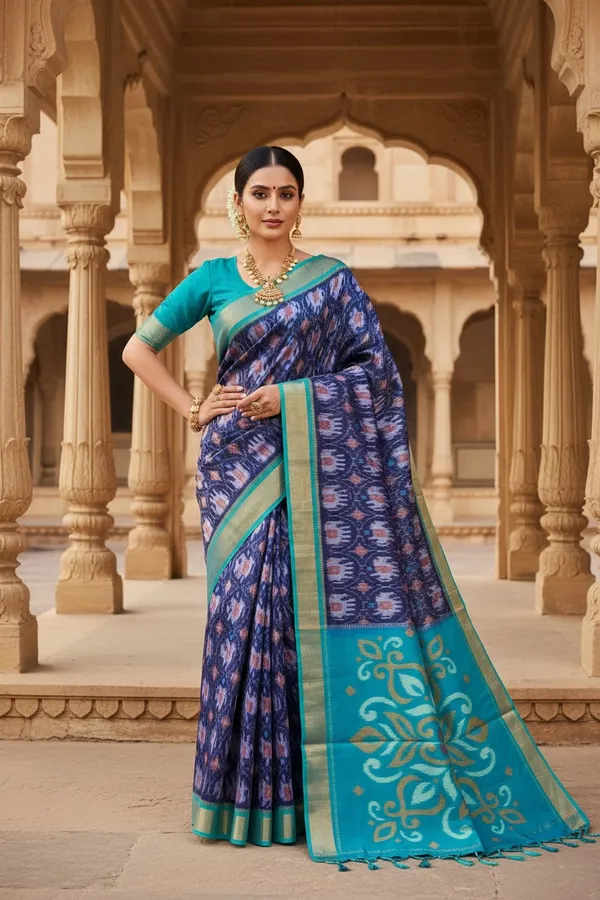 Traditional_Pochampalli_Ikkat_Designer_Print_Dolla_Silk_Saree