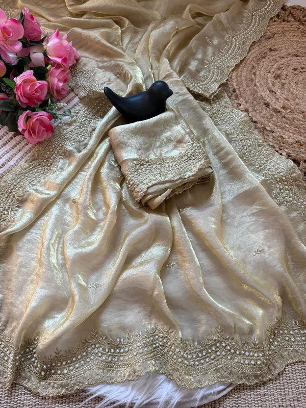 Golden_Banarasi_Silk_Festive_Saree_With_Heavy_Embellished_Border