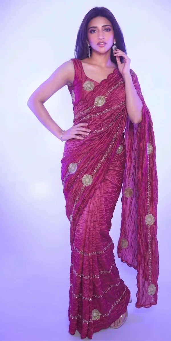 Purple_Georgette_Saree_With_Heavy_Sequin_And_Gota_Patti_Embroidery