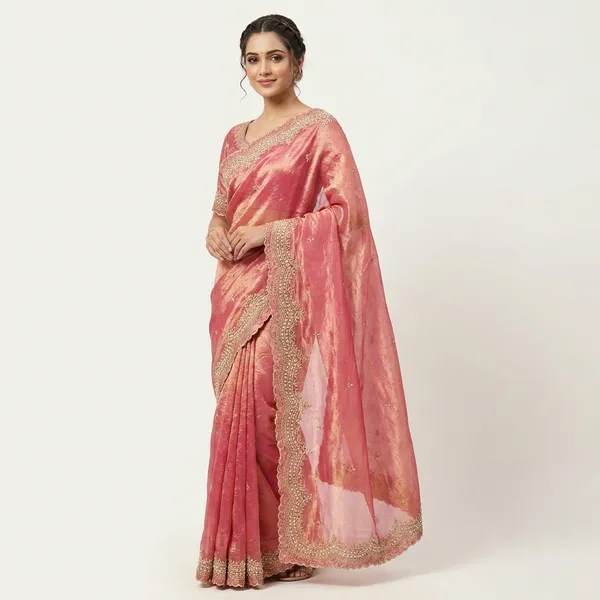 Designer_Pink_Organza_Embroidered_Saree_With_Unstitched_Blouse_Piece