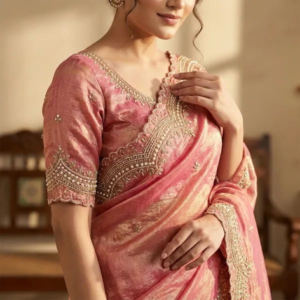 Designer_Pink_Organza_Embroidered_Saree_With_Unstitched_Blouse_Piece