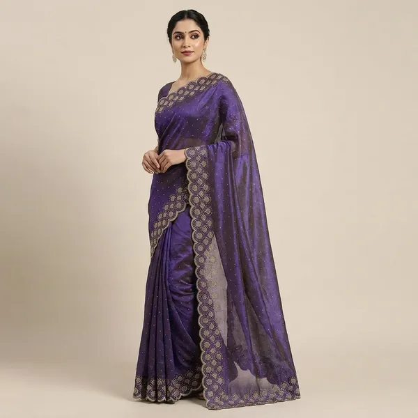 Purple_Cotton_Embellished_Casual_Saree_With_Unstitched_Blouse_Piece