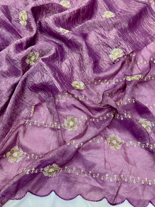 Purple_Georgette_Saree_With_Gota_Patti_Embroidery_And_Blouse_Piece
