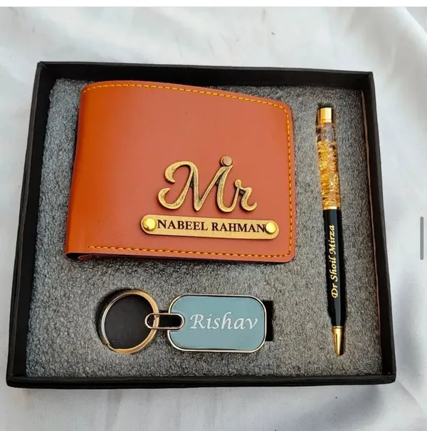 Personalized_Men's_Gift_Set_Customized_Leather_Wallet,_Crystal_Pen_&_Name_Engraved_Keychain_Combo