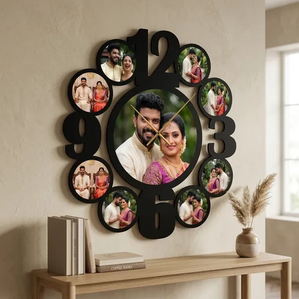 Personalized_Big_Numeric_Multi_Photo_Wooden_Wall_Clock_9_Pictures
