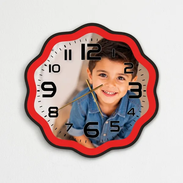 Customized_Scalloped_Edge_Wooden_Photo_Wall_Clock_Single_Picture