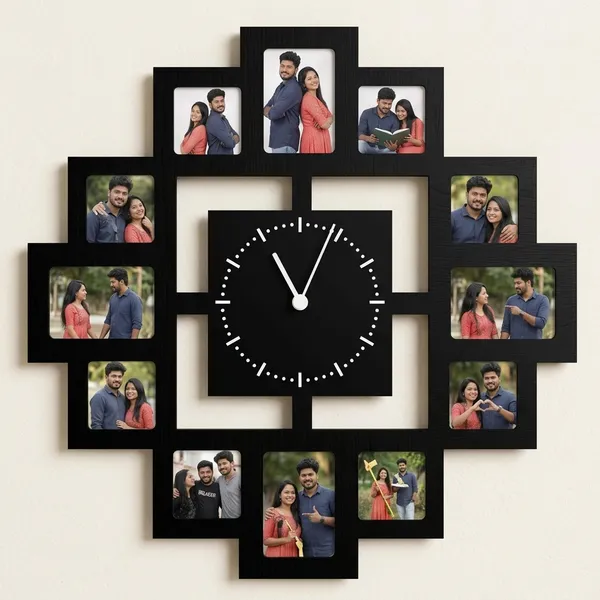 Customized_Square_Geometric_Multi_Photo_Wall_Clock_12_Pictures