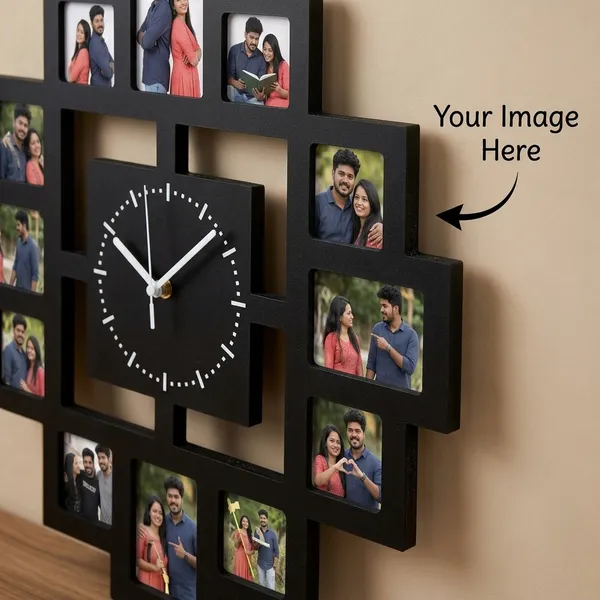 Customized_Square_Geometric_Multi_Photo_Wall_Clock_12_Pictures