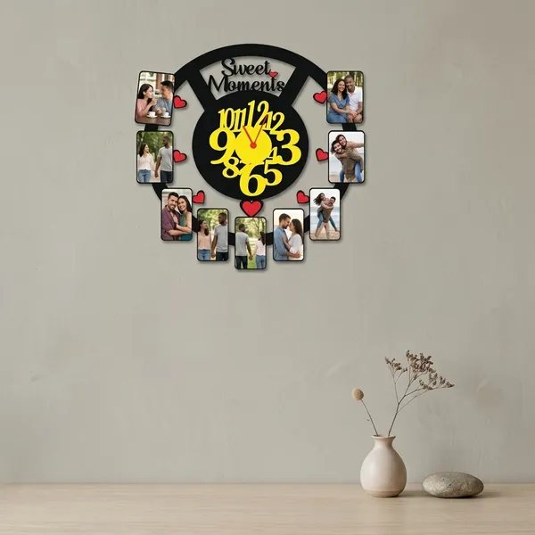 Customized_Sweet_Moments_Wooden_Photo_Wall_Clock_9_Pictures