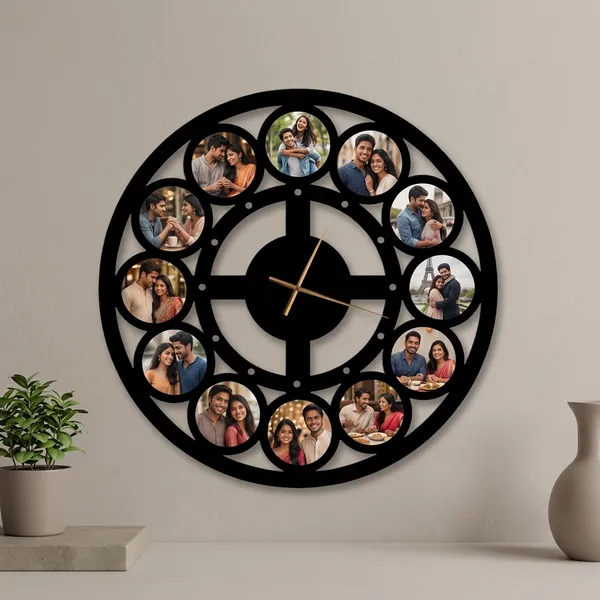 Customized_Wooden_Photo_Wall_Clock_12_Pictures