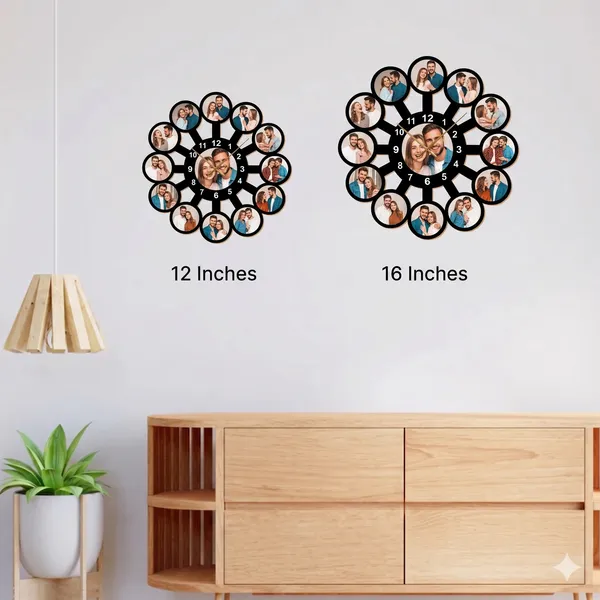 Customized_Round_Multi_Photo_Wall_Clock_With_13_Pictures