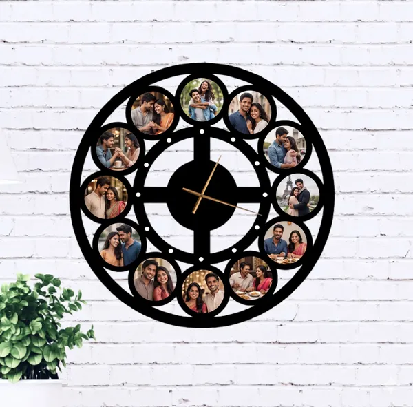 Customized_Wooden_Photo_Wall_Clock_12_Pictures