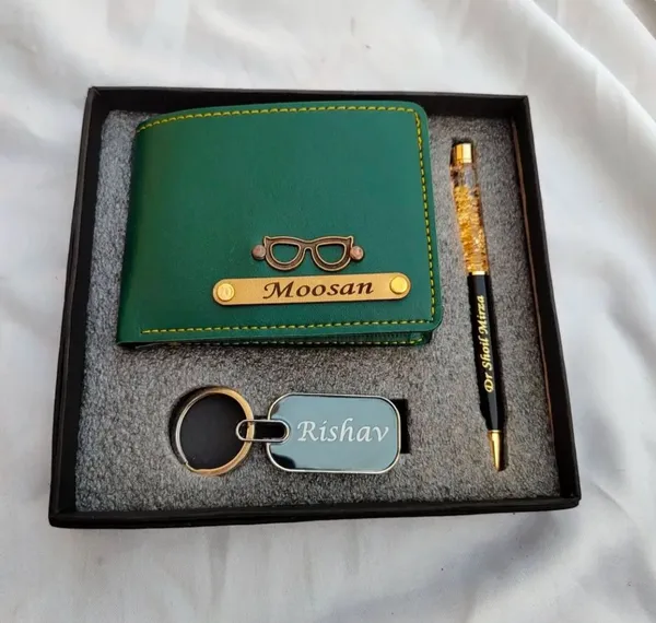 Personalized_Men's_Gift_Set_Customized_Leather_Wallet,_Crystal_Pen_&_Name_Engraved_Keychain_Combo