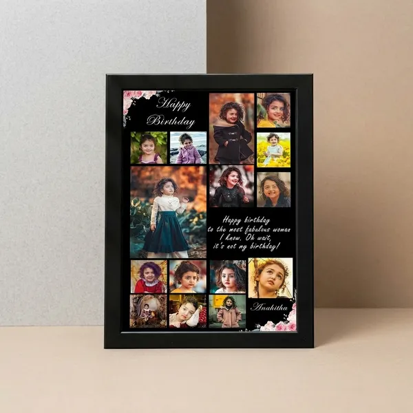 Personalized_14_Photo_Birthday_Collage_Frame_Custom_Name_And_Floral_Design