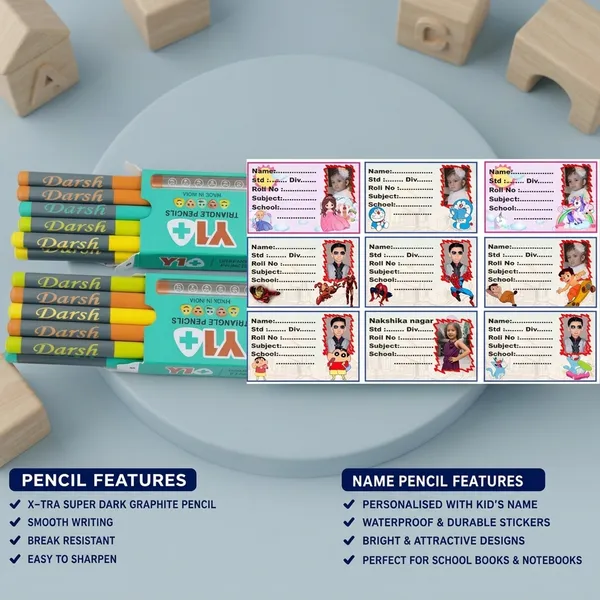 Personalized_Name_Pencils_And_Custom_School_Name_Labels_With_Kids_Photo_Combo_Pack_Waterproof_Cartoon_Name_Stickers_And_Engraved_Triangular_Pencils_Kit_For_Kids_Pack_Of_20_Pencils_And_24_Labels