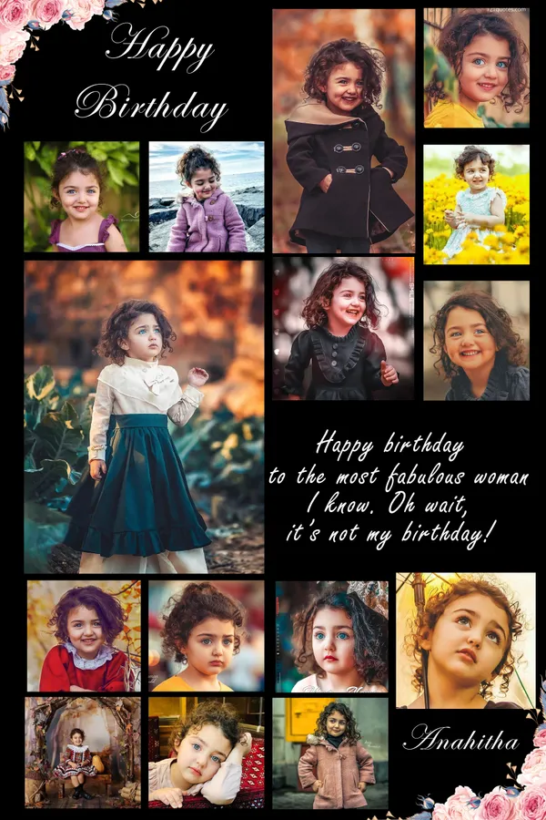 Personalized_14_Photo_Birthday_Collage_Frame_Custom_Name_And_Floral_Design