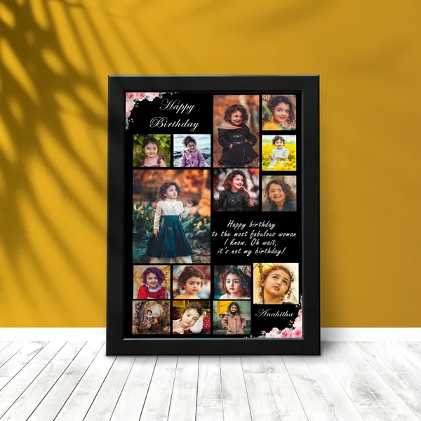 Personalized_14_Photo_Birthday_Collage_Frame_Custom_Name_And_Floral_Design
