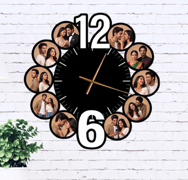 Personalized_Bold_Typography_Wooden_Photo_Wall_Clock_10_Pictures