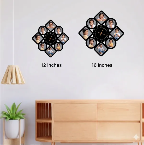 Personalized_Diamond_Snowflake_Multi_Photo_Wooden_Wall_Clock_8_Pictures