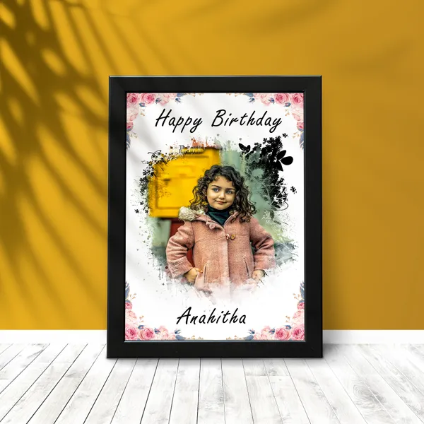 Personalized_Kids_Birthday_Photo_Frame_Custom_Floral_Wall_Art_Gift_For_Girls