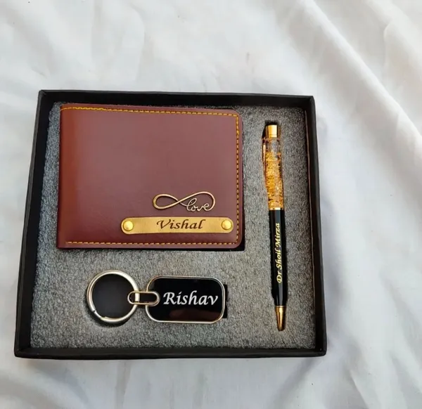 Personalized_Men's_Gift_Set_Customized_Leather_Wallet,_Crystal_Pen_&_Name_Engraved_Keychain_Combo