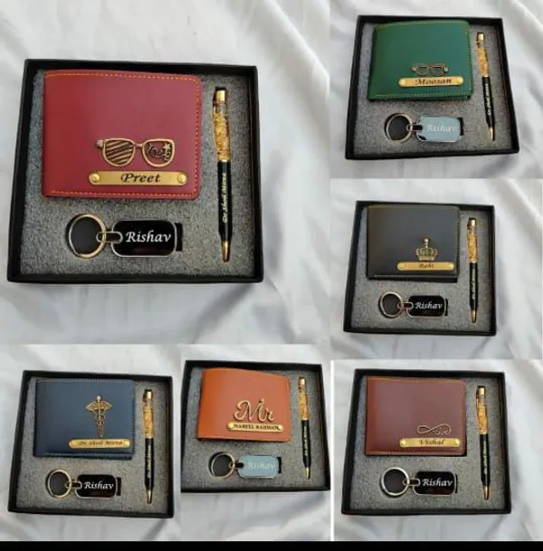 Personalized_Men's_Gift_Set_Customized_Leather_Wallet,_Crystal_Pen_&_Name_Engraved_Keychain_Combo