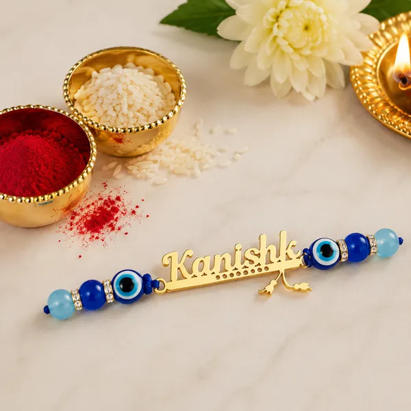 Personalized_Name_Rakhi_for_Brother_with_Evil_Eye_Beads_-_Custom_Gold_Plated_Name_Bracelet_Rakhi_-_Unique_Rakshabandhan_Gift_for_Brother