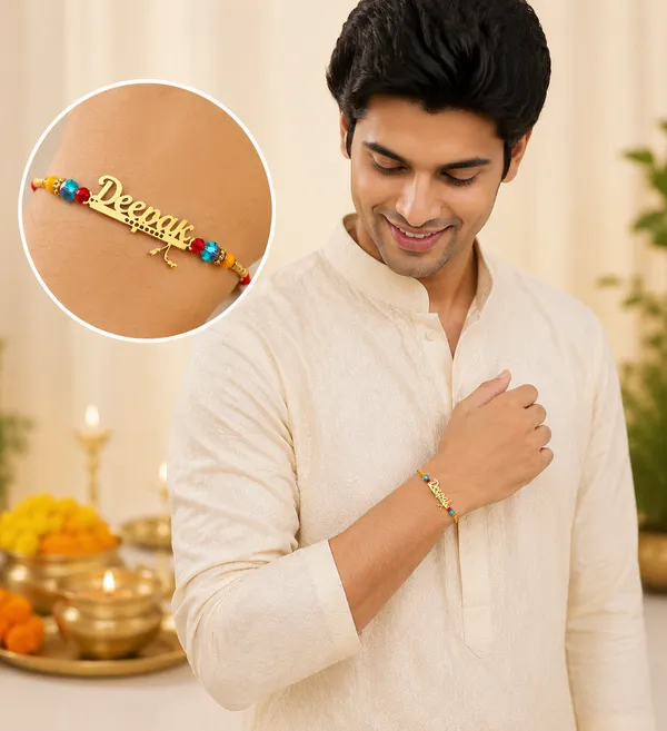 Personalized_Name_Rakhi_with_Designer_Crystal_Beads_-_Custom_Gold_Plated_Name_Bracelet_for_Brother_-_Premium_Rakshabandhan_Gift_PACK_OF_-_4