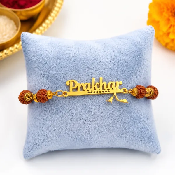 Personalized_Name_Rakhi_with_Rudraksha_Beads_-_Custom_Gold_Plated_Name_Bracelet_for_Brother_-_Spiritual_Rakshabandhan_Gift