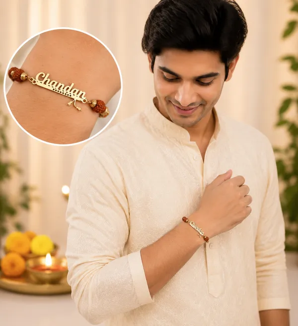 Personalized_Name_Rakhi_with_Rudraksha_Beads_-_Custom_Gold_Plated_Name_Bracelet_for_Brother_-_Spiritual_Rakshabandhan_Gift