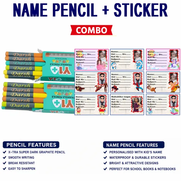 Personalized_Name_Pencils_And_Custom_School_Name_Labels_With_Kids_Photo_Combo_Pack_Waterproof_Cartoon_Name_Stickers_And_Engraved_Triangular_Pencils_Kit_For_Kids_Pack_Of_20_Pencils_And_24_Labels