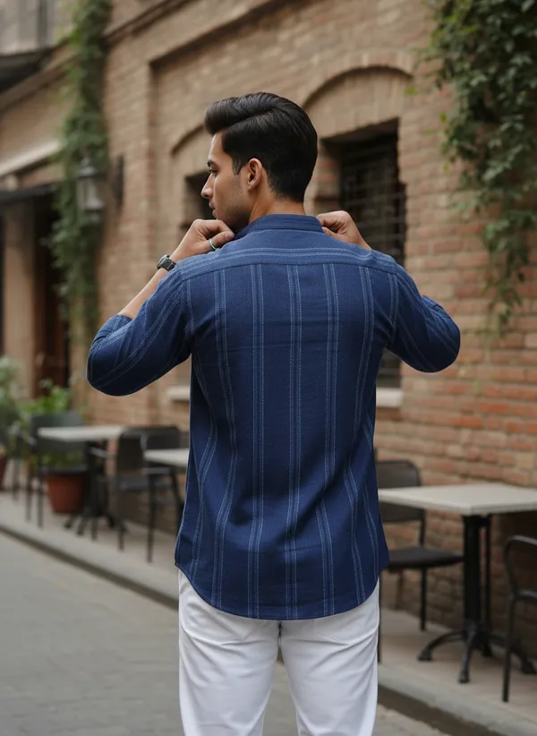 Men's_Blue_Striped_Mandarin_Collar_Full_Sleeve_Shirt