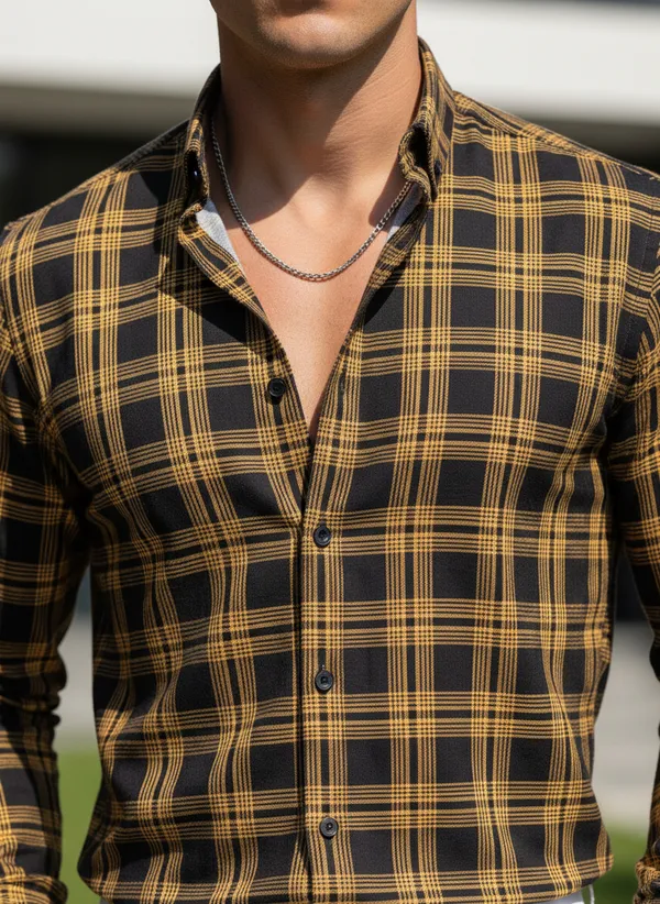 Men's_Mustard_Yellow_&_Black_Checked_Casual_Shirt