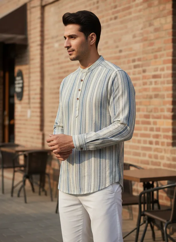 Men's_Vertical_Striped_Mandarin_Collar_Casual_Shirt