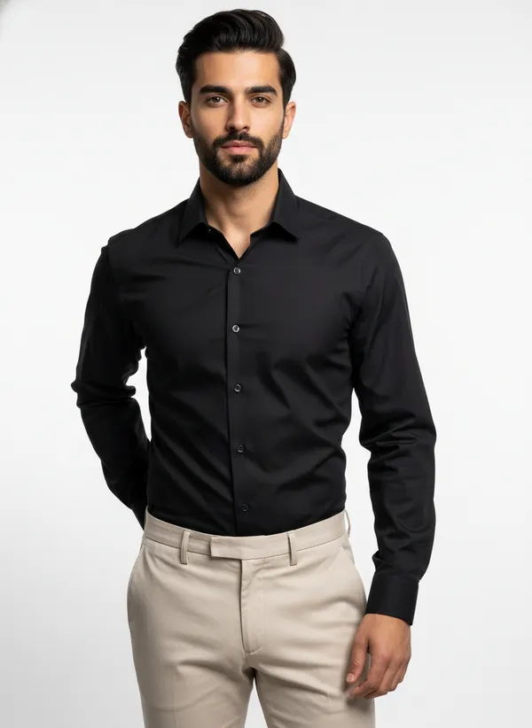Men's_Solid_Casual_Cotton_Shirt_with_Rolled_Sleeves