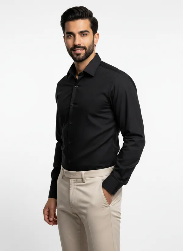 Men's_Solid_Casual_Cotton_Shirt_with_Rolled_Sleeves
