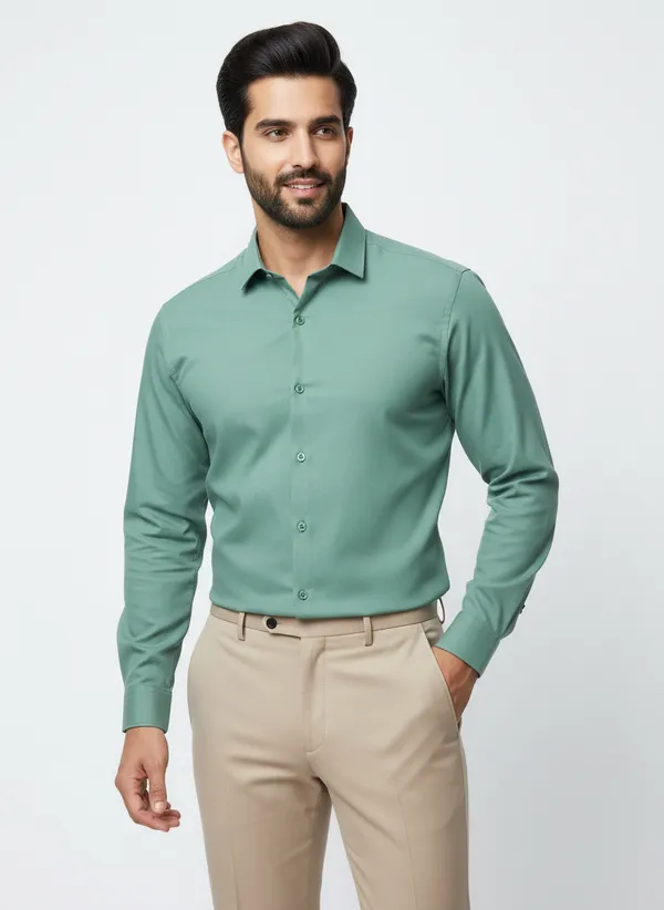 Men's_Solid_Casual_Cotton_Shirt_with_Rolled_Sleeves