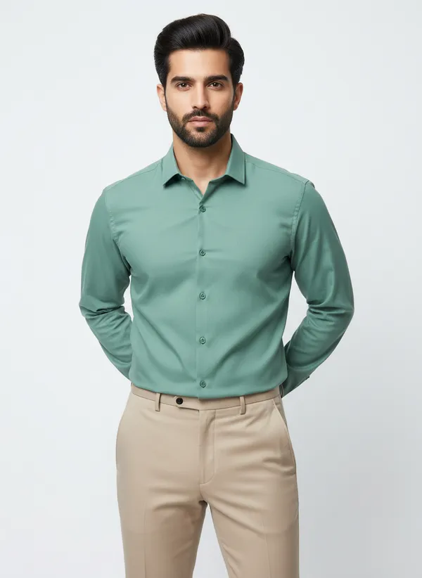 Men's_Solid_Casual_Cotton_Shirt_with_Rolled_Sleeves