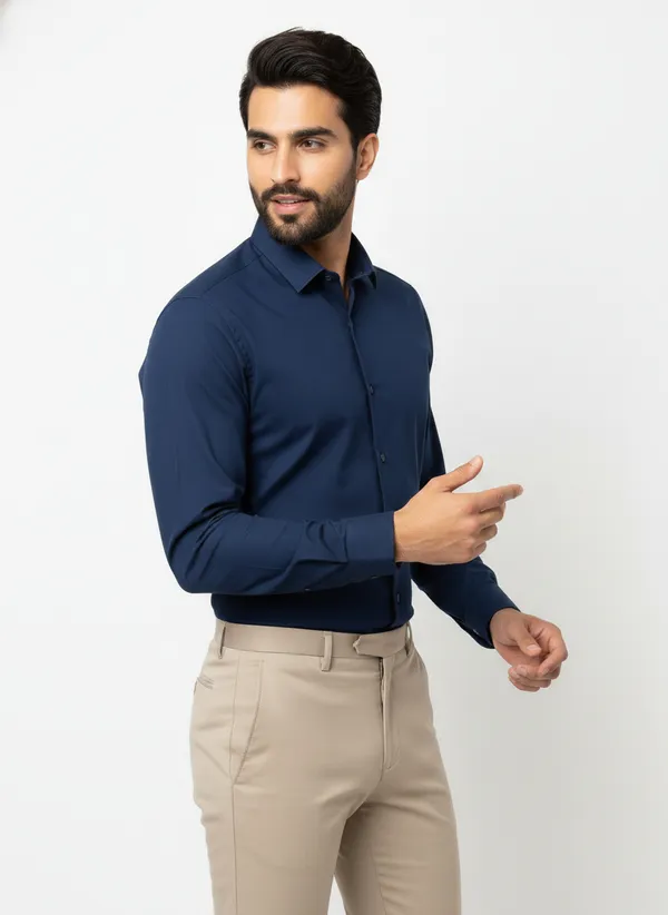Men's_Solid_Casual_Cotton_Shirt_with_Rolled_Sleeves