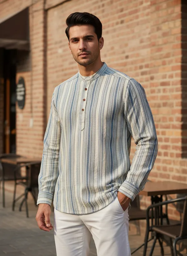 Men's_Vertical_Striped_Mandarin_Collar_Casual_Shirt
