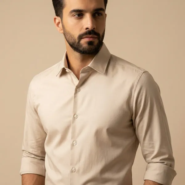 Men's_Solid_Casual_Cotton_Shirt_with_Rolled_Sleeves