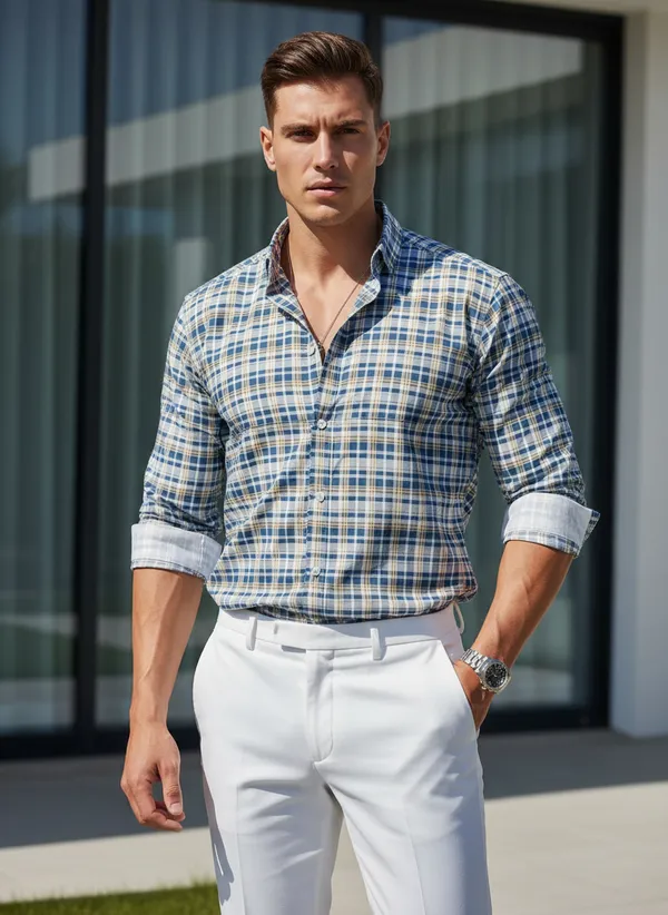 Men's_Blue_And_White_Checkered_Casual_Shirt