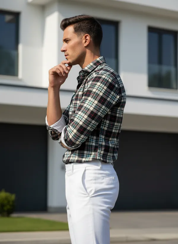 Men's_Multicolour_Checked_Casual_Shirt_With_Rolled_Sleeves